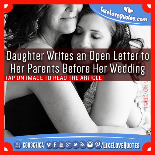Daughter Writes an Open Letter to Her Parents Before Her Wedding