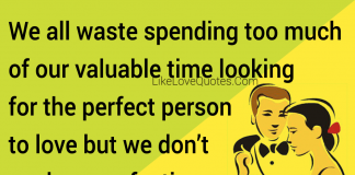 We all waste spending too much of our valuable time looking for the perfect person to love but we don’t work on perfecting the love we give!, likelovequotes.com ,Like Love Quotes
