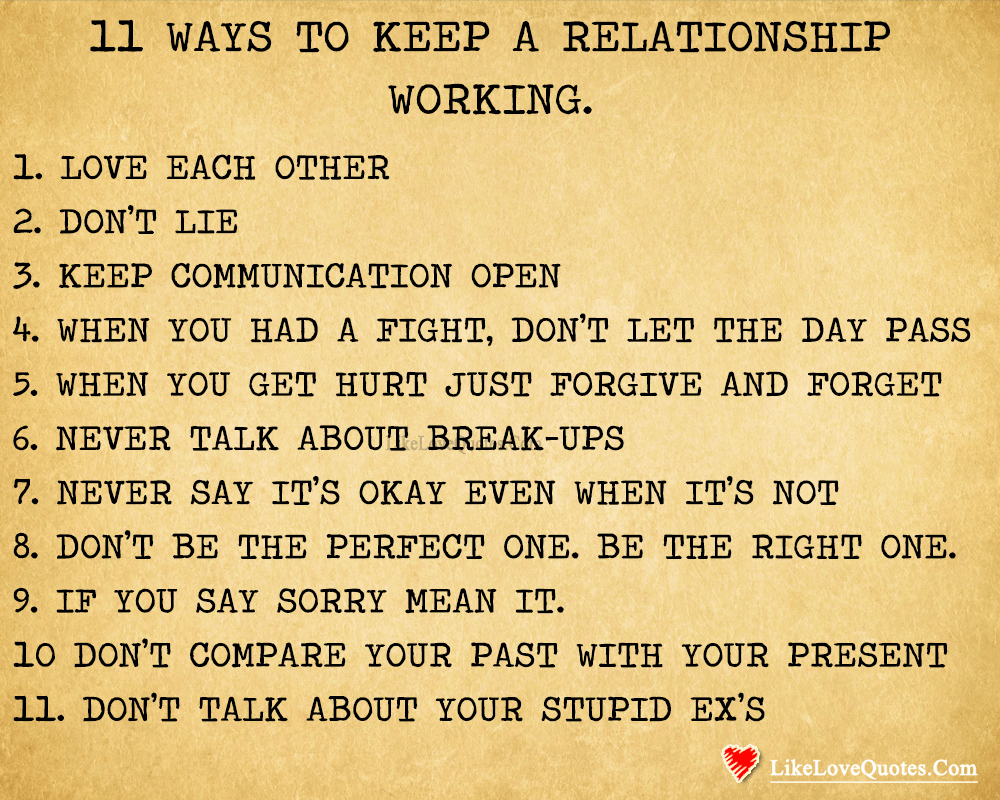 Ways To Keep A Relationship Working-likelovequotes