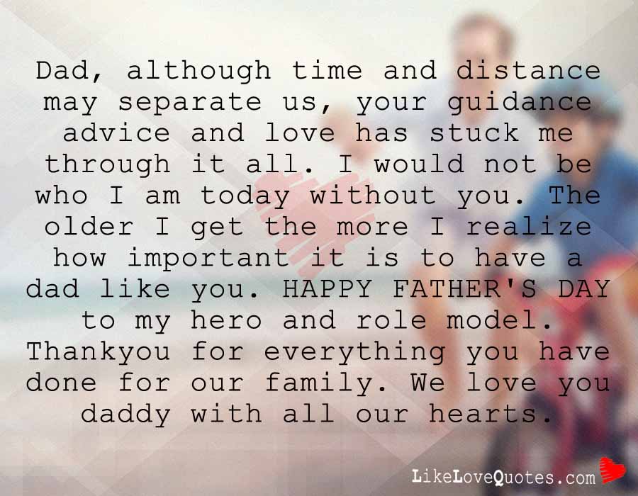 Dad, although Time and Distance may Separate us