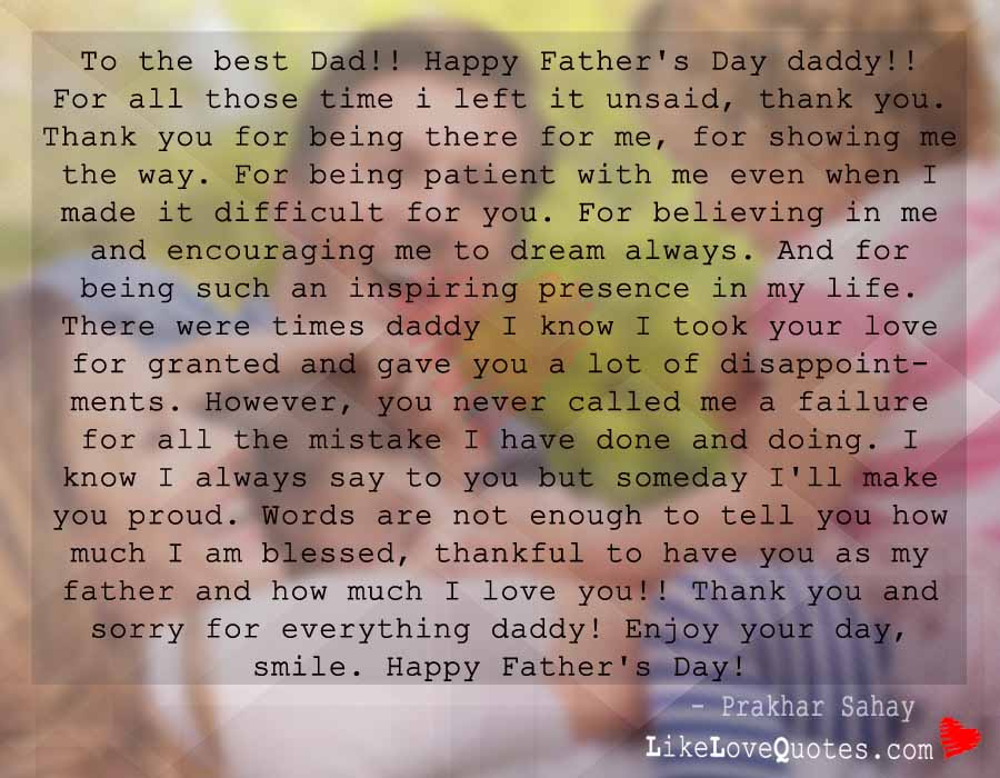 To the best Dad!! Happy Father's Day Daddy!!