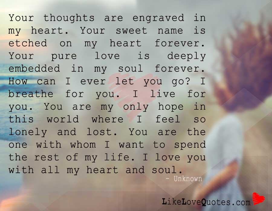 Your Thoughts are Engraved in My Mind Forever