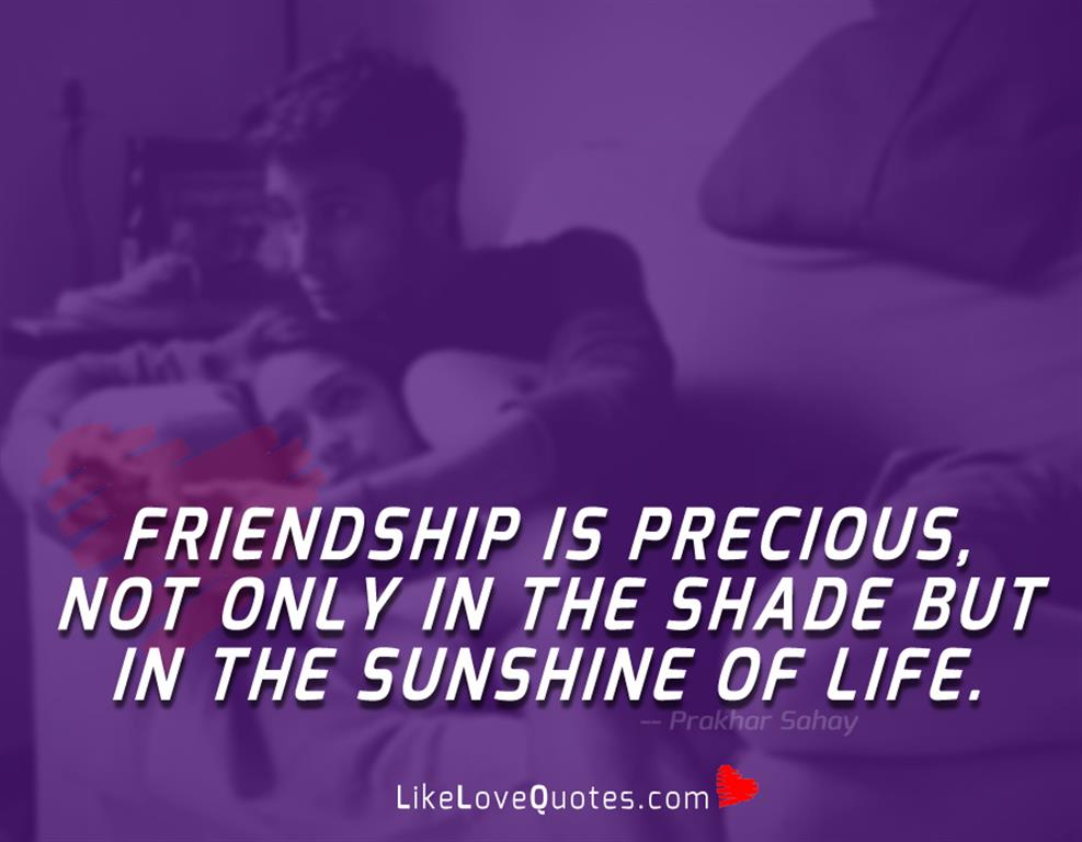 Friendship is precious, not only in the shade but in the sunshine of life.