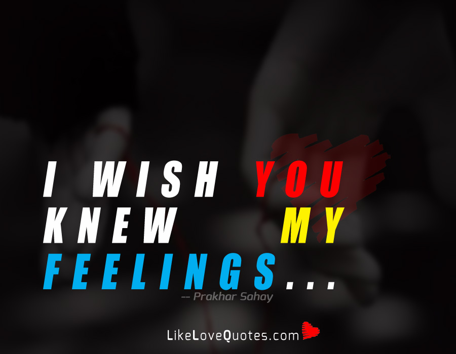 I wish you knew my feelings