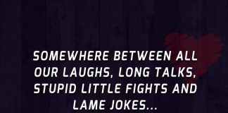 Somewhere between all our laughs, long talks, stupid little fights and lame jokes... we fell in love