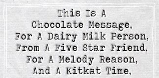 This Is A Chocolate Message For A Dairy Milk -likelovequotes